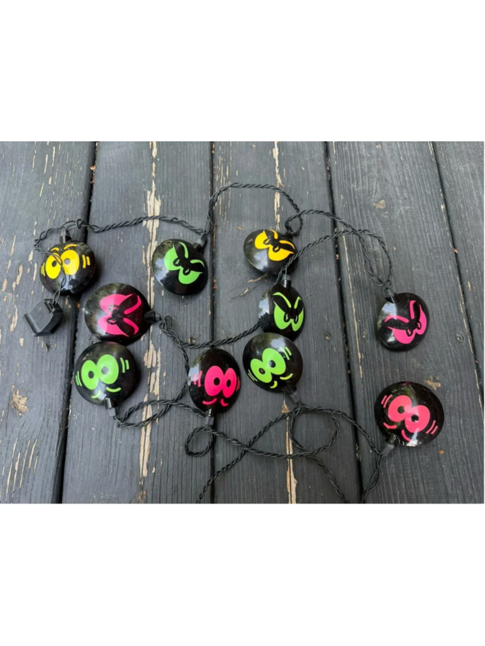 VTG EERIE EYES Spooky Blow Mold Halloween Easter Unlimited String Light 8 Foot